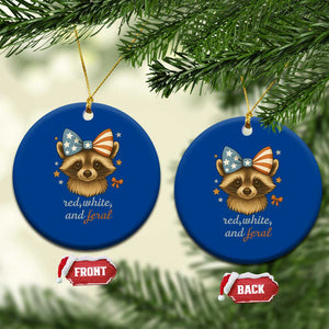 Red White and Feral Raccoon Ceramic Ornament Funny Patriotic Animal 4th of July TS02 1pc Blue Print Your Wear