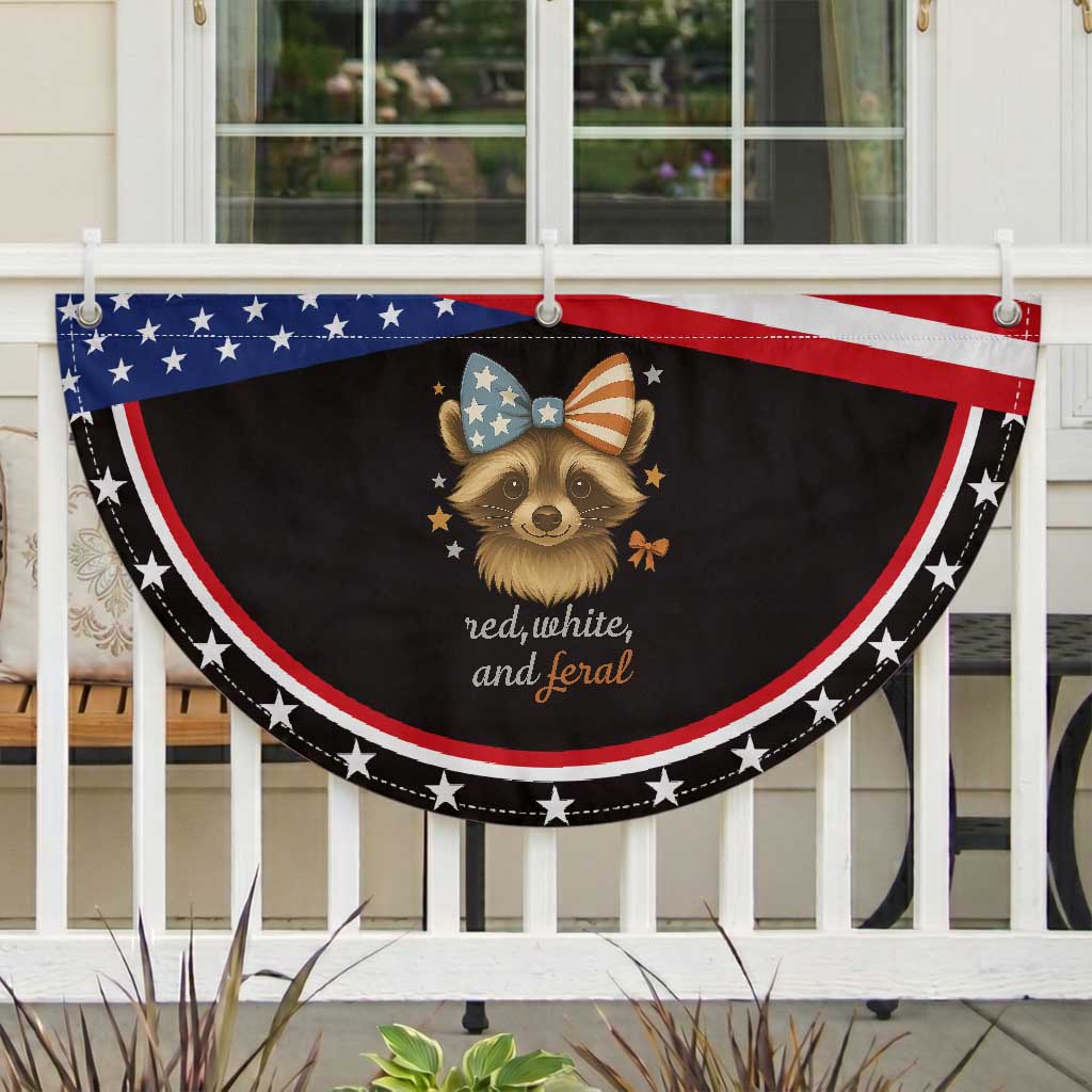 Red White and Feral Raccoon Patriotic Fan Flag Funny Animal 4th of July