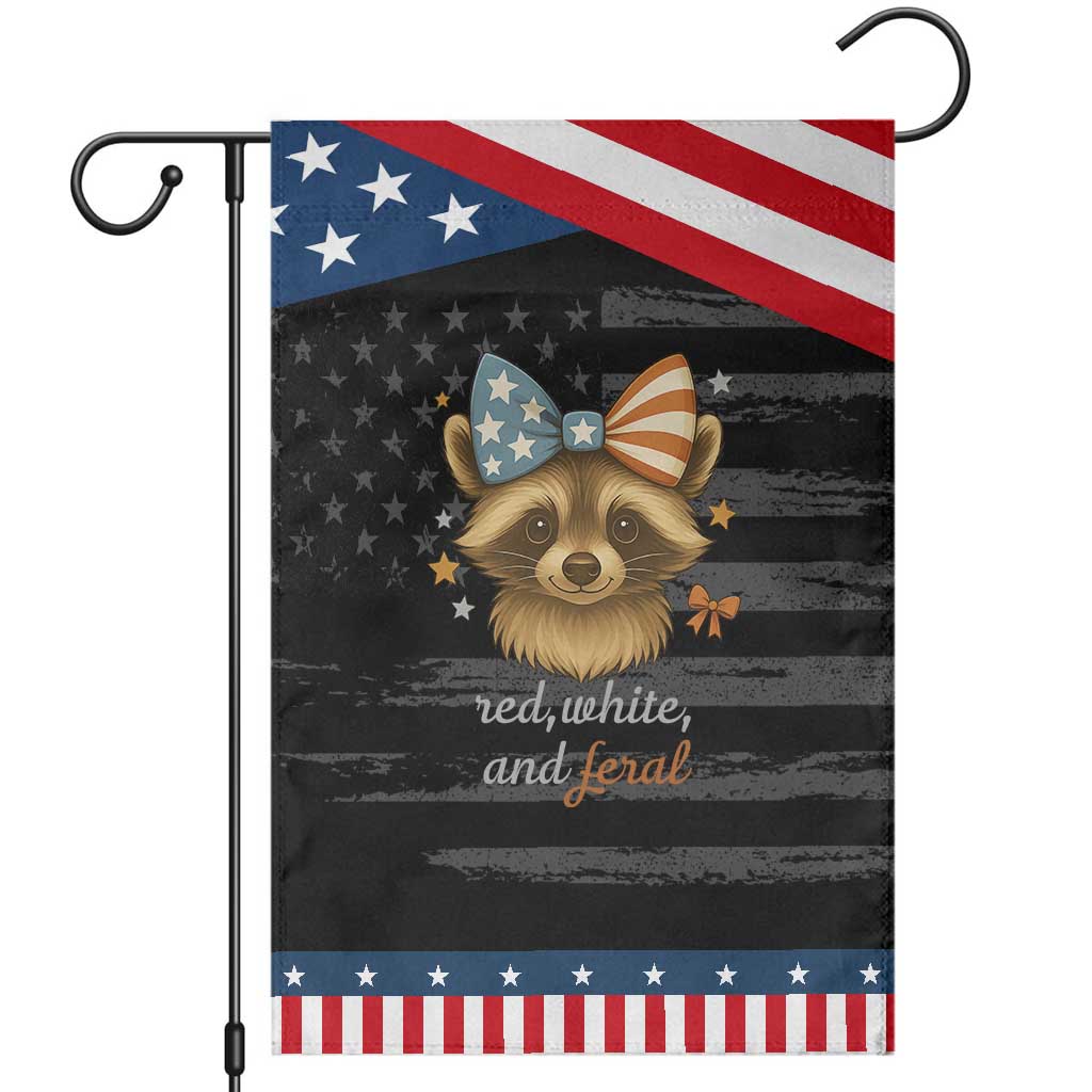 Red White and Feral Raccoon Garden Flag Funny Patriotic Animal 4th of July TS02 Distressed Black Blue Print Your Wear