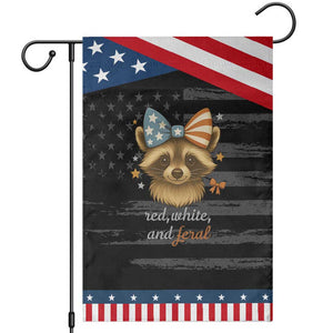 Red White and Feral Raccoon Garden Flag Funny Patriotic Animal 4th of July TS02 Distressed Black Blue Print Your Wear