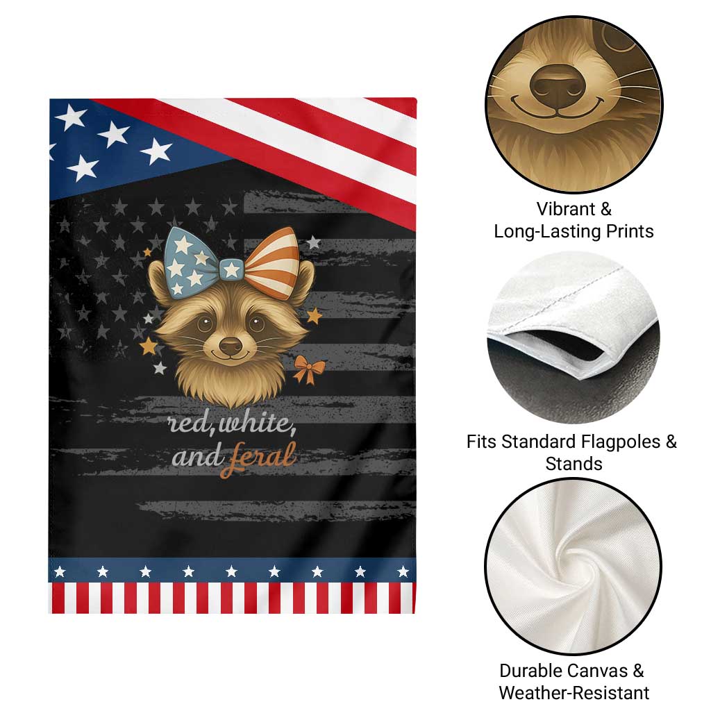 Red White and Feral Raccoon Garden Flag Funny Patriotic Animal 4th of July TS02 Print Your Wear