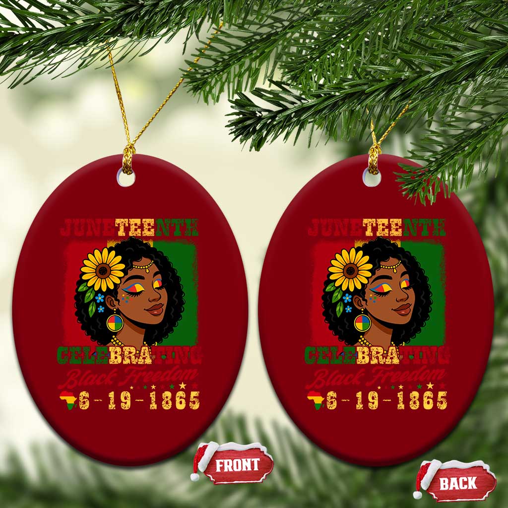 Juneteenth 1865 Black Freedom Celebration Ceramic Ornament Afrocentric Pride Melanin Girl TS02 Print Your Wear