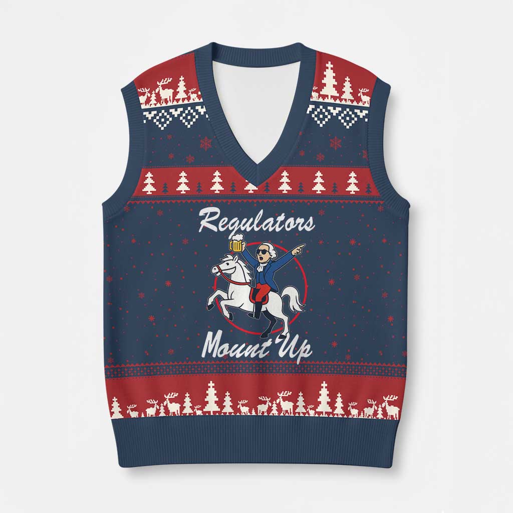 Funny Founding Father Patriotic Drinking V-Neck Knit Sweater Vest Regulators Mount Up 4th of July TS02 Navy Red Print Your Wear