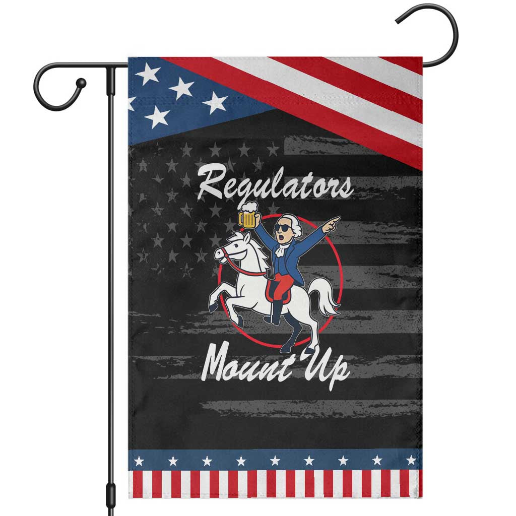 Funny Founding Father Patriotic Drinking Garden Flag Regulators Mount Up 4th of July TS02 Distressed Black Blue Print Your Wear