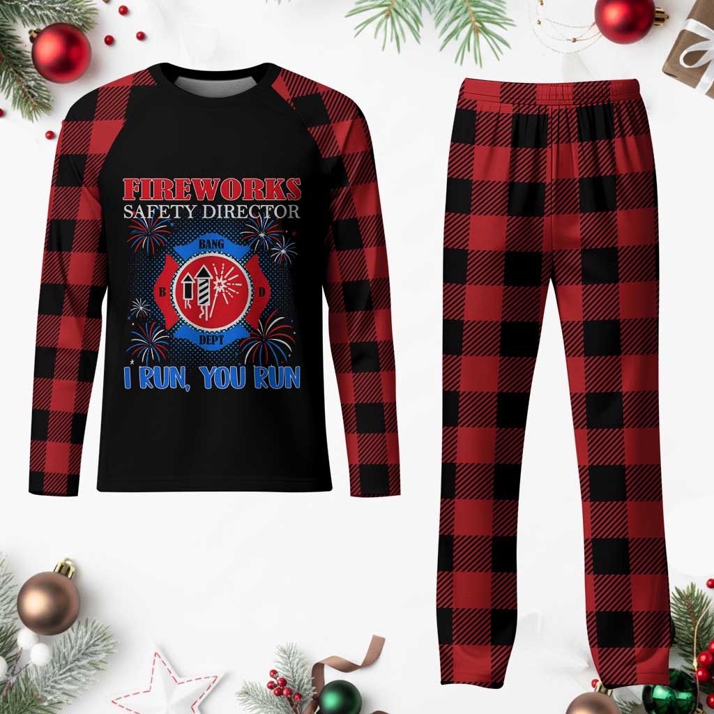 Fireworks Safety Director Plaid Pajama Set I Run You Run Funny 4th of July Patriotic TS02 Buffalo Plaid Print Your Wear