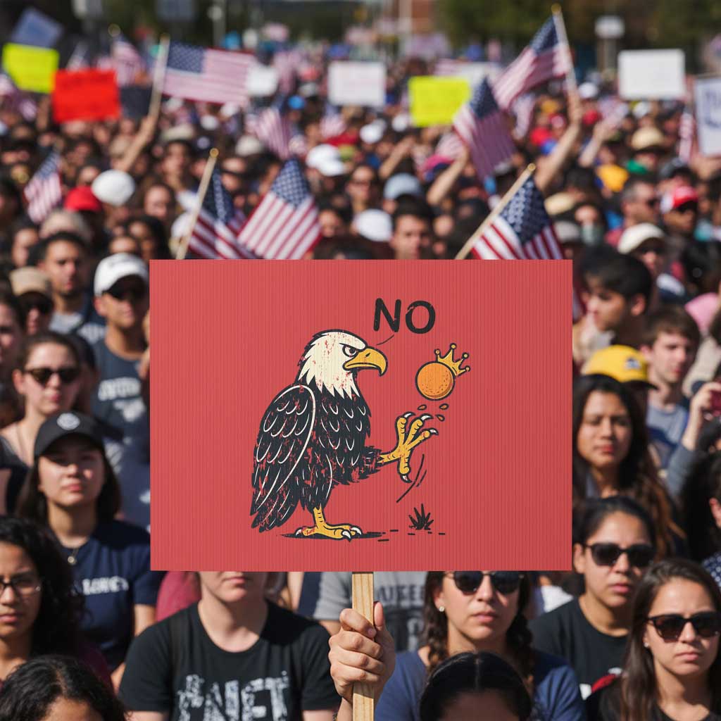 Bald Eagle No Kings In America Protest Sign No Orange We The People Patriotic Political Statement TS02 Horizontal 18
