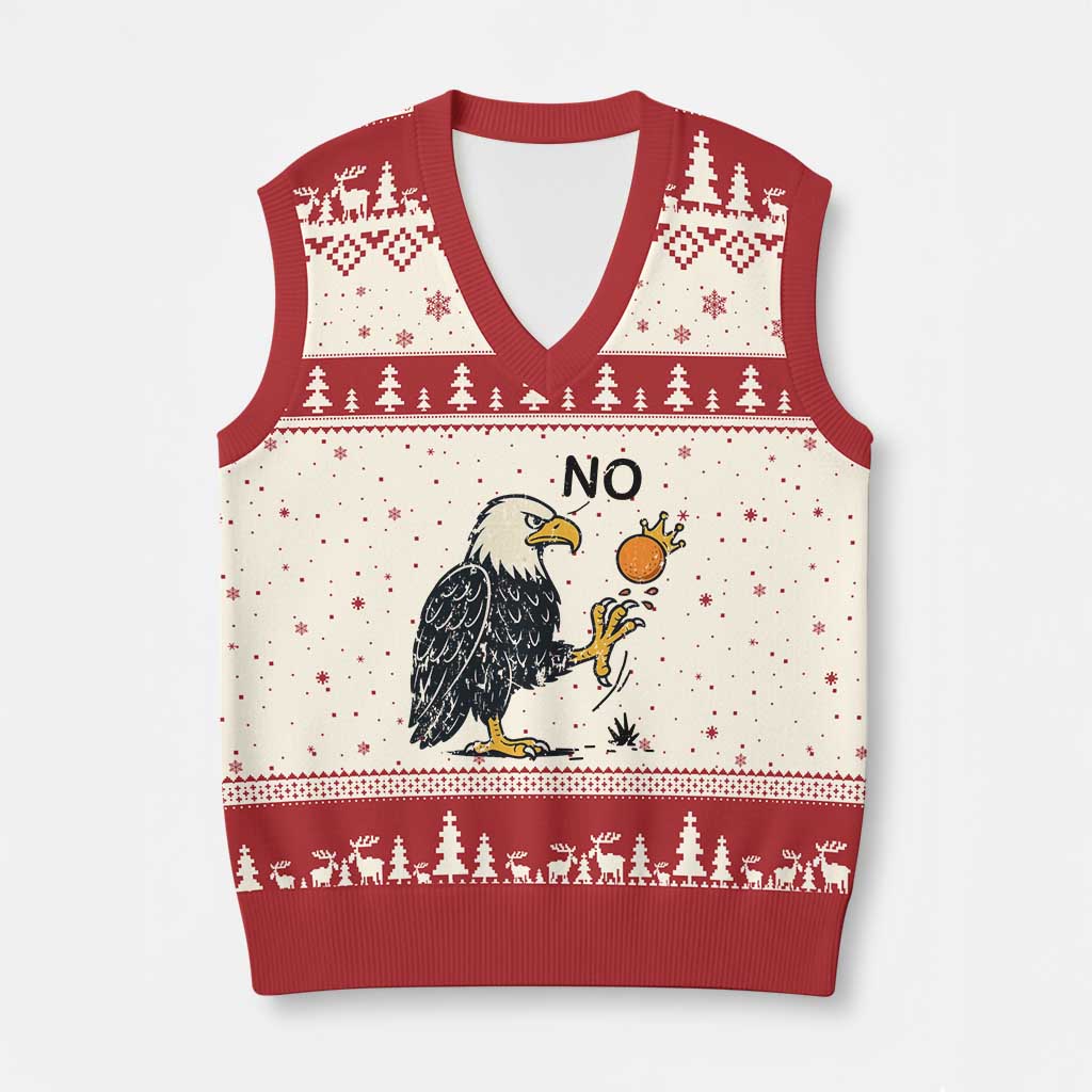 Bald Eagle No Kings In America V-Neck Knit Sweater Vest No Orange We The People Patriotic Political Statement TS02 Beige Red Print Your Wear