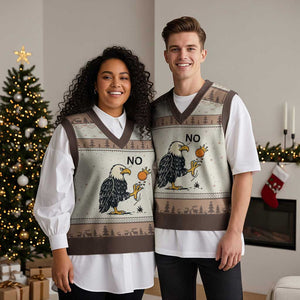 Bald Eagle No Kings In America V-Neck Knit Sweater Vest No Orange We The People Patriotic Political Statement TS02 Mocha Mousse Print Your Wear