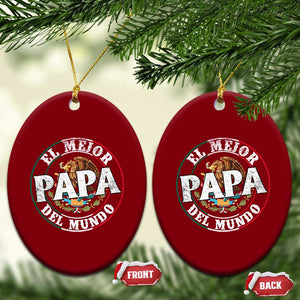 Mexican Dad Ceramic Ornament El Mejor Papá del Mundo Mexico Flag Eagle TS02 Print Your Wear
