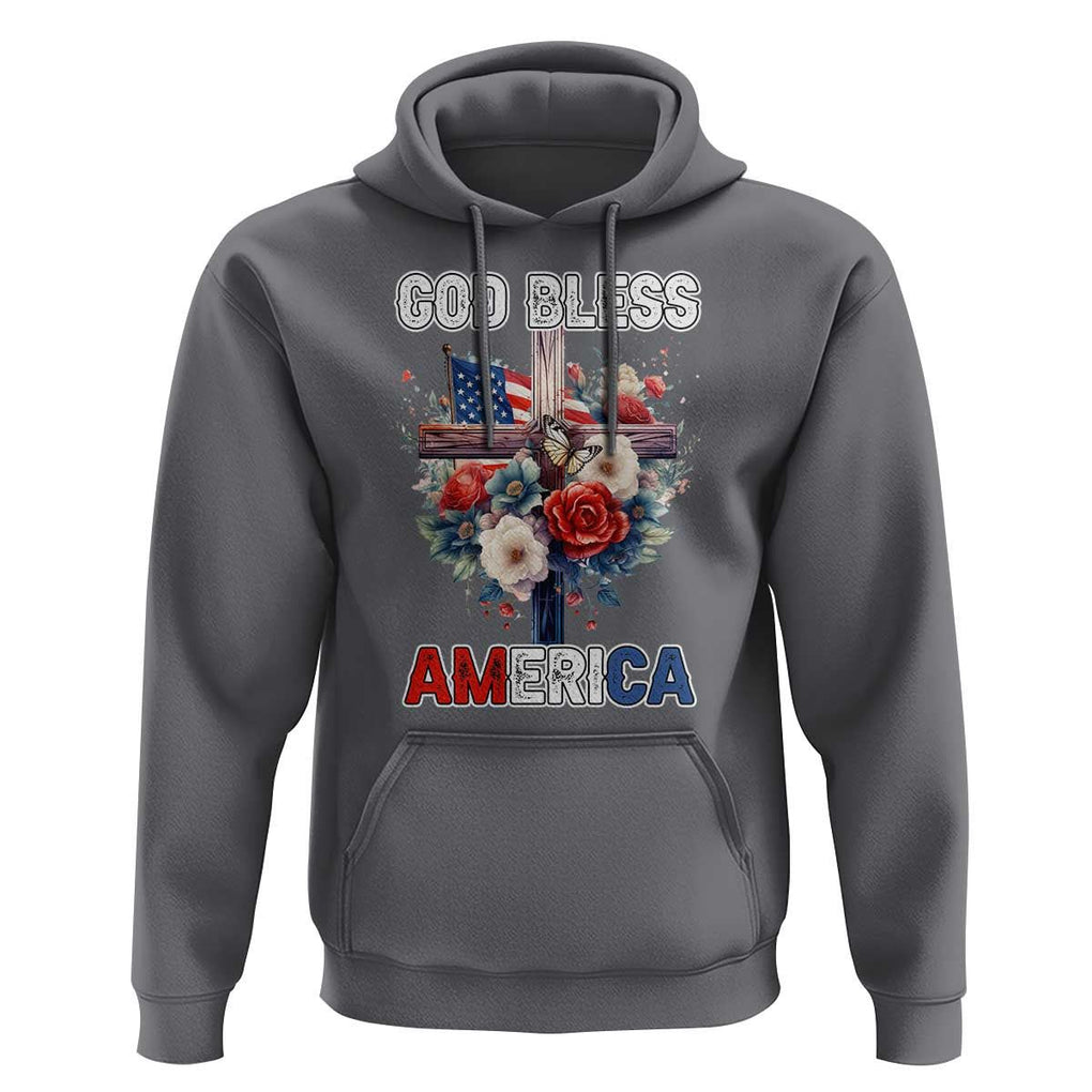 God Bless America Hoodie US Flag Christian Cross Religious Faith TS02 Charcoal Print Your Wear