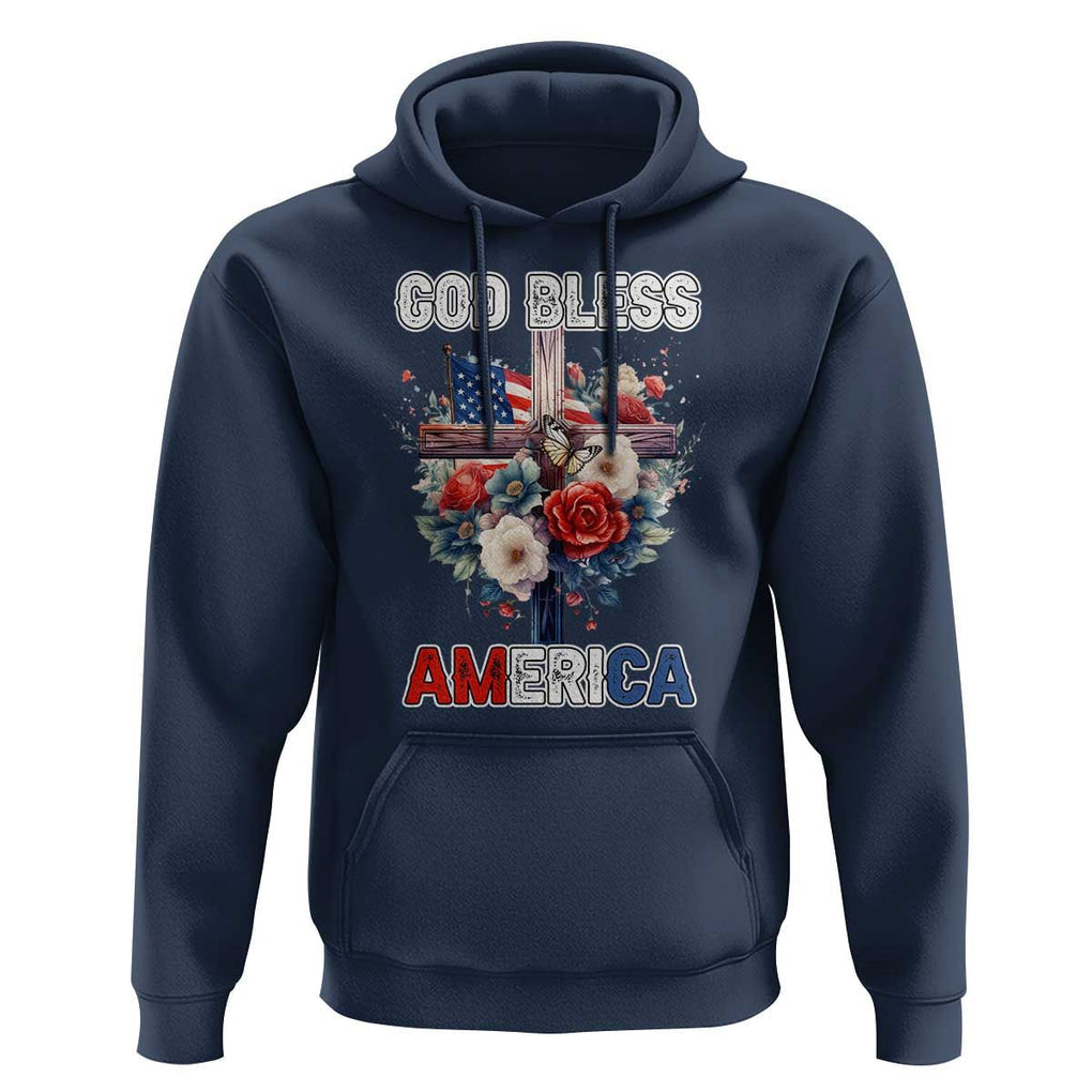 God Bless America Hoodie US Flag Christian Cross Religious Faith TS02 Navy Print Your Wear