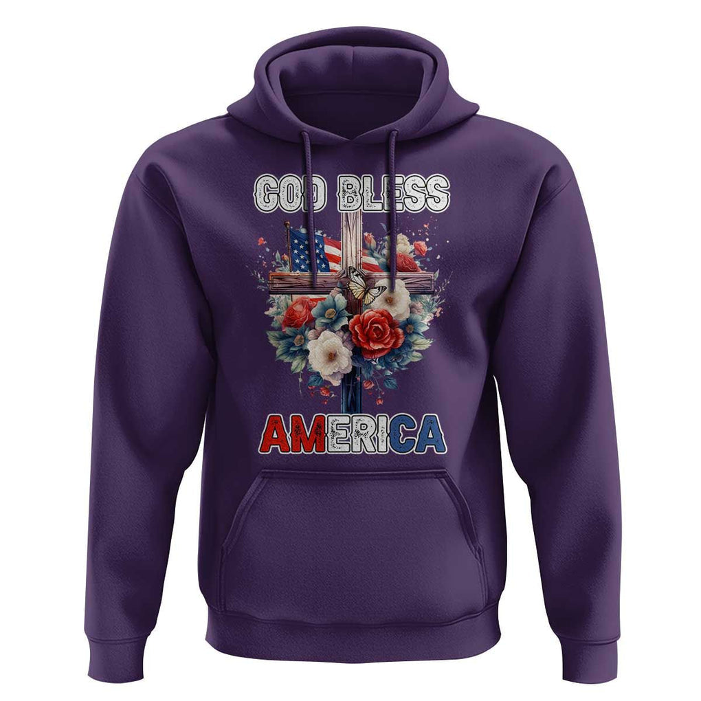God Bless America Hoodie US Flag Christian Cross Religious Faith TS02 Purple Print Your Wear