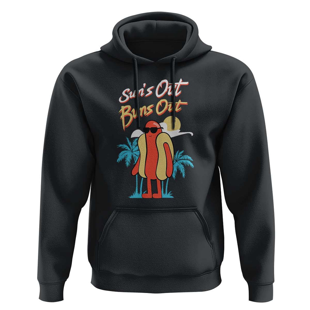 Summer Vibe Hoodie Sun's Out Buns Out Funny Hotdog BBQ Party TS02 Black Print Your Wear