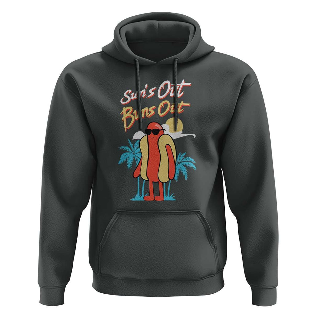 Summer Vibe Hoodie Sun's Out Buns Out Funny Hotdog BBQ Party TS02 Dark Heather Print Your Wear