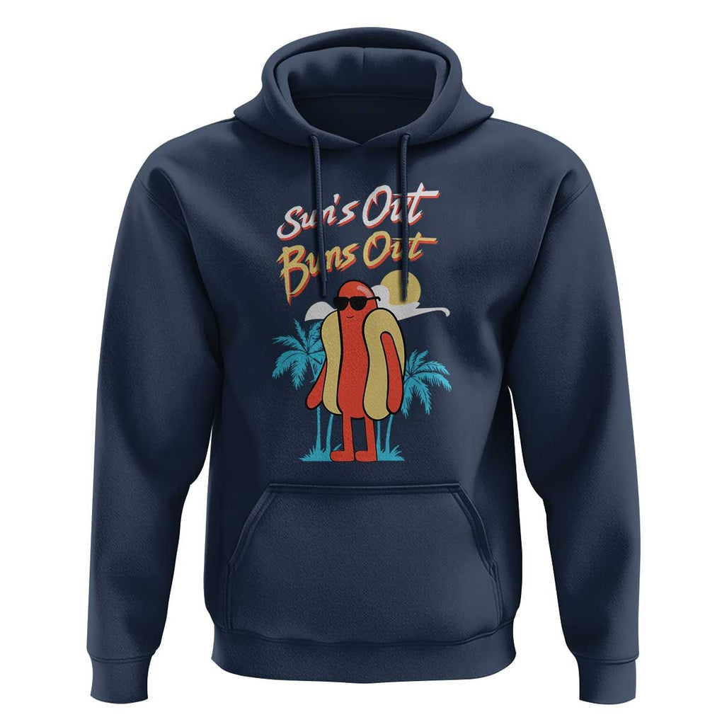 Summer Vibe Hoodie Sun's Out Buns Out Funny Hotdog BBQ Party TS02 Navy Print Your Wear