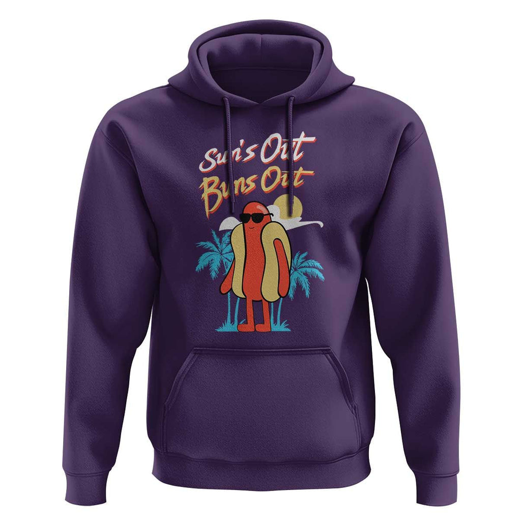 Summer Vibe Hoodie Sun's Out Buns Out Funny Hotdog BBQ Party TS02 Purple Print Your Wear