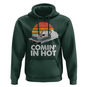 Summer Vibe Hoodie Comin' In Hot Poontoon Boat TS02 Dark Forest Green Print Your Wear