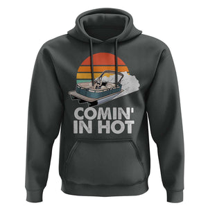 Summer Vibe Hoodie Comin' In Hot Poontoon Boat TS02 Dark Heather Print Your Wear