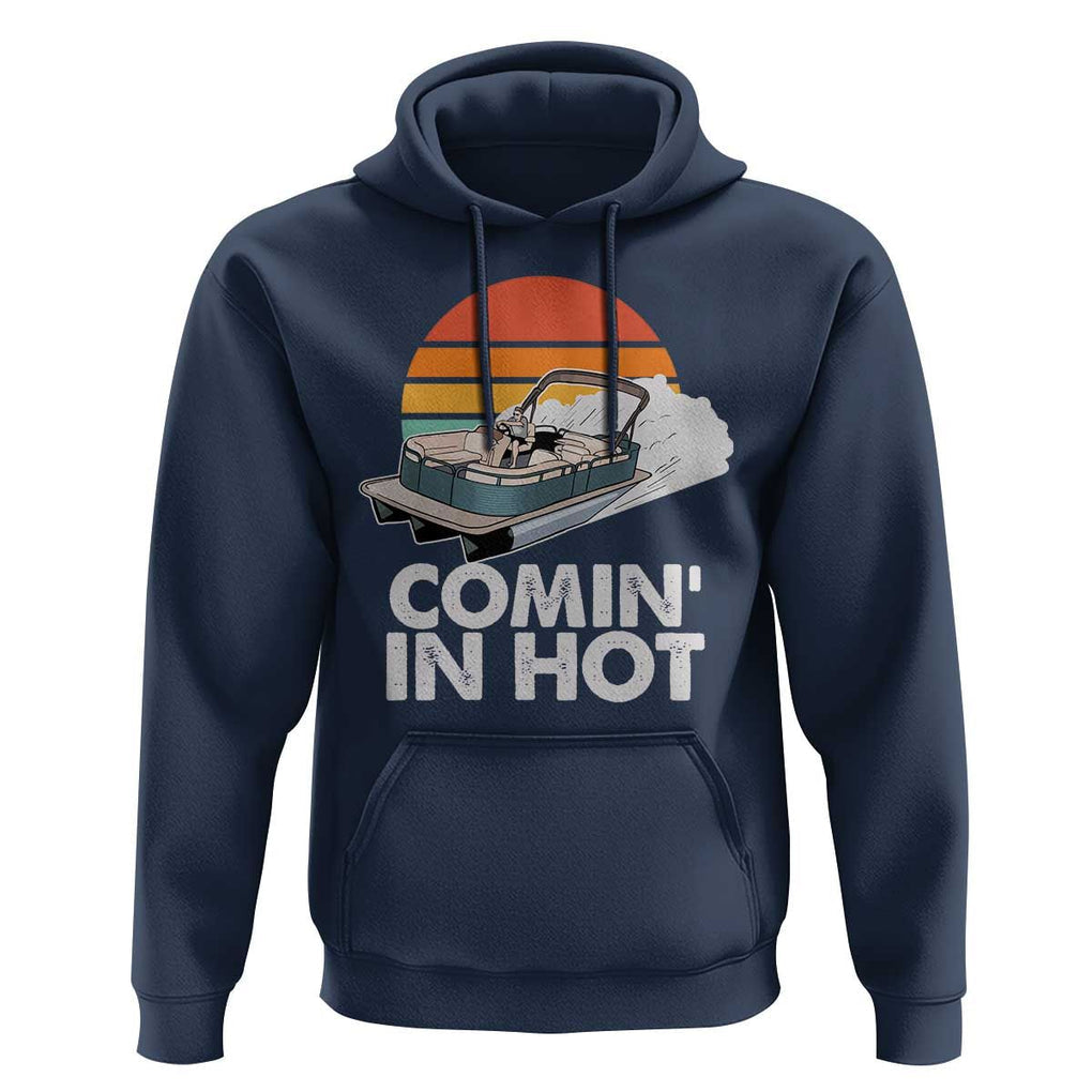 Summer Vibe Hoodie Comin' In Hot Poontoon Boat TS02 Navy Print Your Wear
