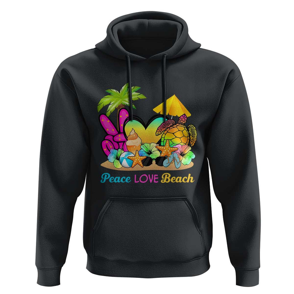 Tropical Summer Vibe Hoodie Peace Love Beach TS02 Black Print Your Wear