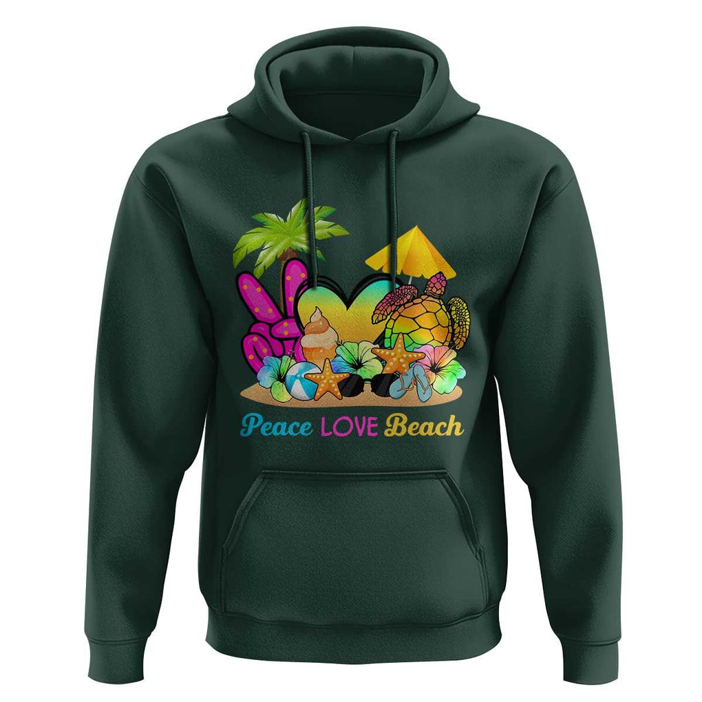 Tropical Summer Vibe Hoodie Peace Love Beach TS02 Dark Forest Green Print Your Wear
