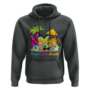 Tropical Summer Vibe Hoodie Peace Love Beach TS02 Dark Heather Print Your Wear
