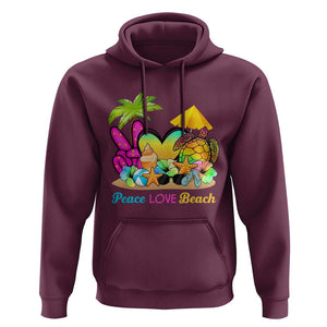 Tropical Summer Vibe Hoodie Peace Love Beach TS02 Maroon Print Your Wear