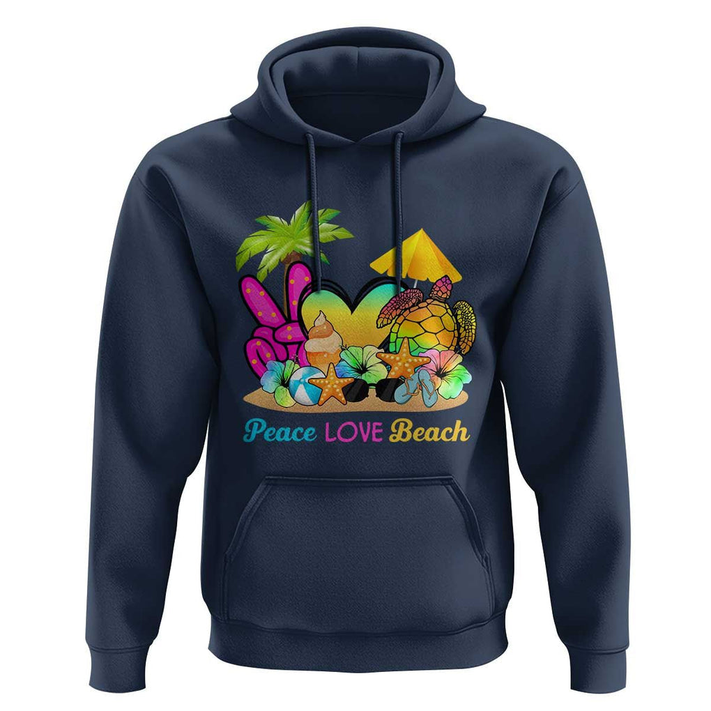 Tropical Summer Vibe Hoodie Peace Love Beach TS02 Navy Print Your Wear