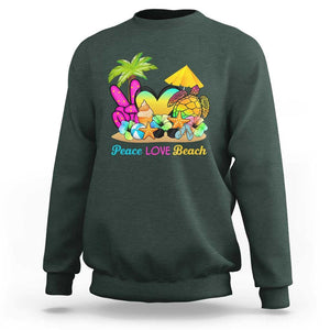 Tropical Summer Vibe Sweatshirt Peace Love Beach TS02 Dark Forest Green Print Your Wear
