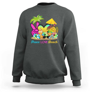 Tropical Summer Vibe Sweatshirt Peace Love Beach TS02 Dark Heather Print Your Wear