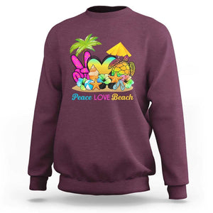 Tropical Summer Vibe Sweatshirt Peace Love Beach TS02 Maroon Print Your Wear