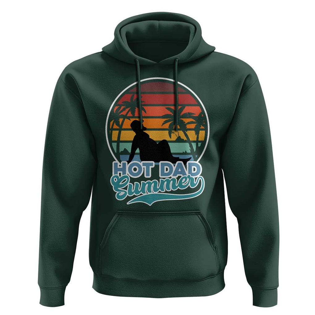 Summer Dad Bod Hoodie Funny Hot Dad Summer Retro Sunset TS02 Dark Forest Green Print Your Wear