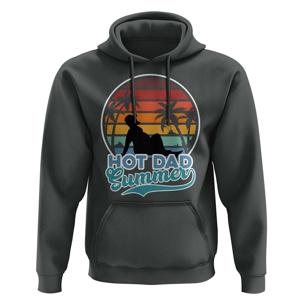Summer Dad Bod Hoodie Funny Hot Dad Summer Retro Sunset TS02 Dark Heather Print Your Wear