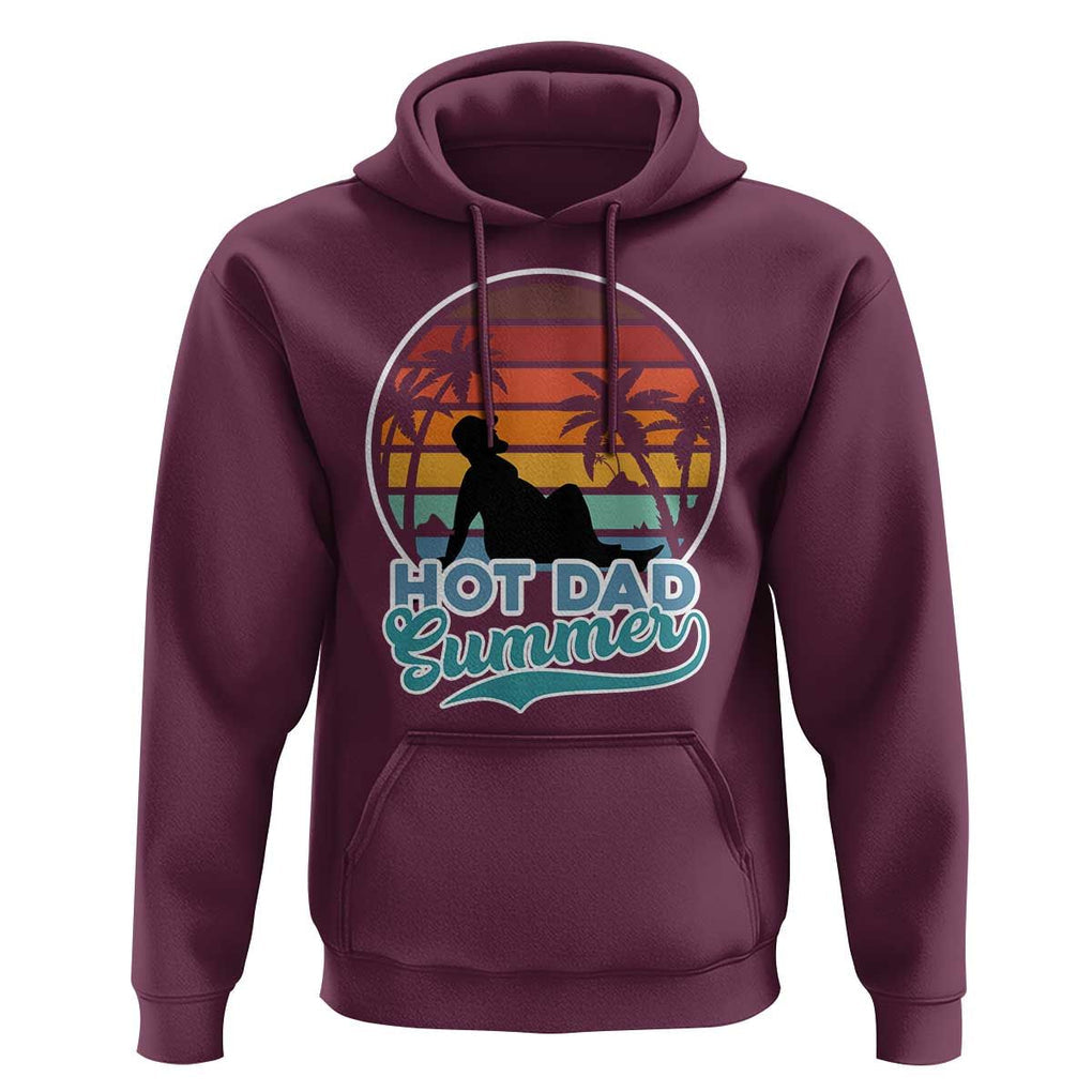 Summer Dad Bod Hoodie Funny Hot Dad Summer Retro Sunset TS02 Maroon Print Your Wear