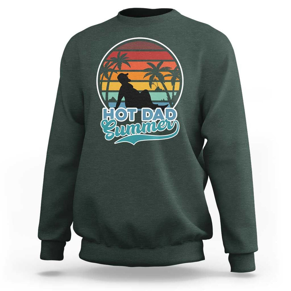 Summer Dad Bod Sweatshirt Funny Hot Dad Summer Retro Sunset TS02 Dark Forest Green Print Your Wear