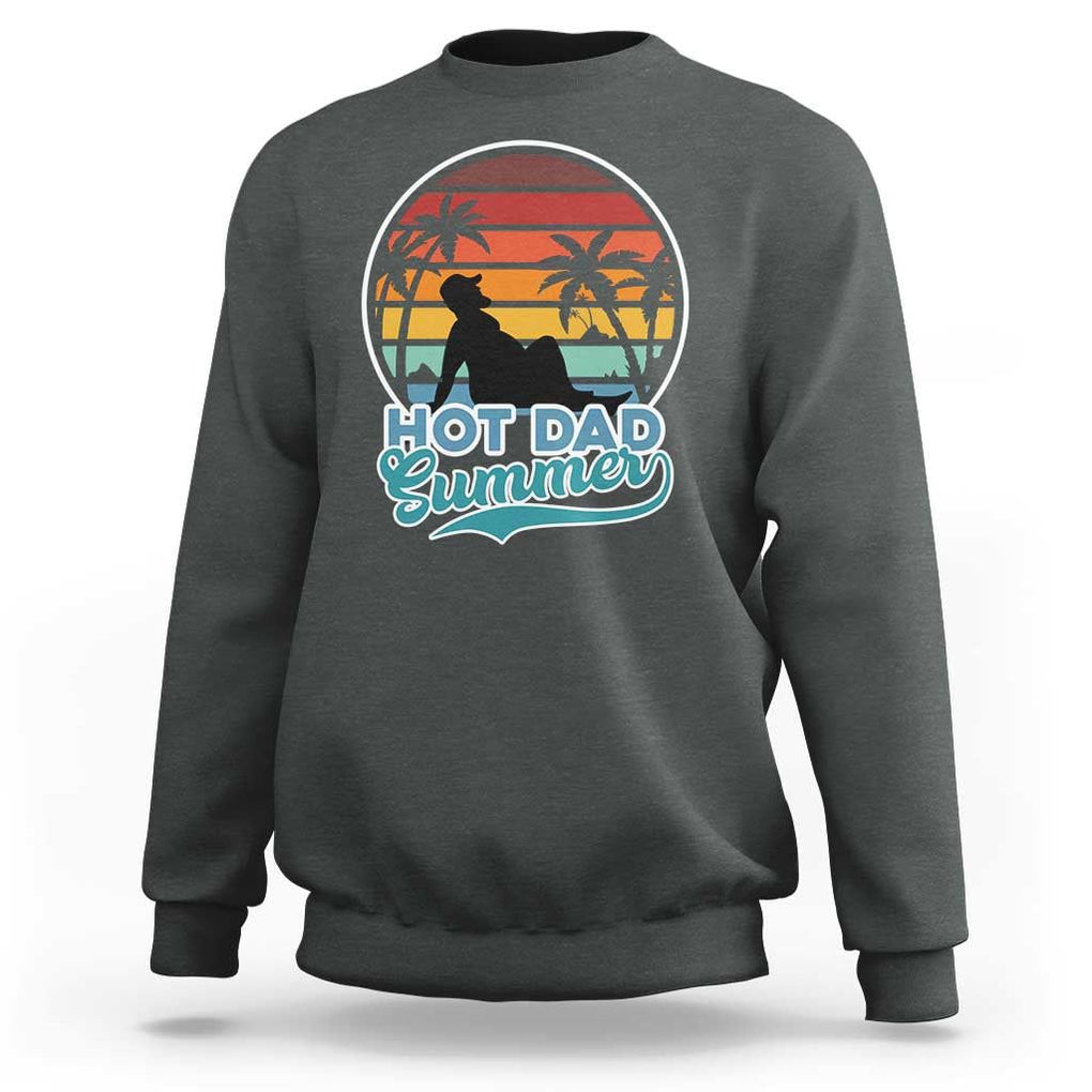 Summer Dad Bod Sweatshirt Funny Hot Dad Summer Retro Sunset TS02 Dark Heather Print Your Wear