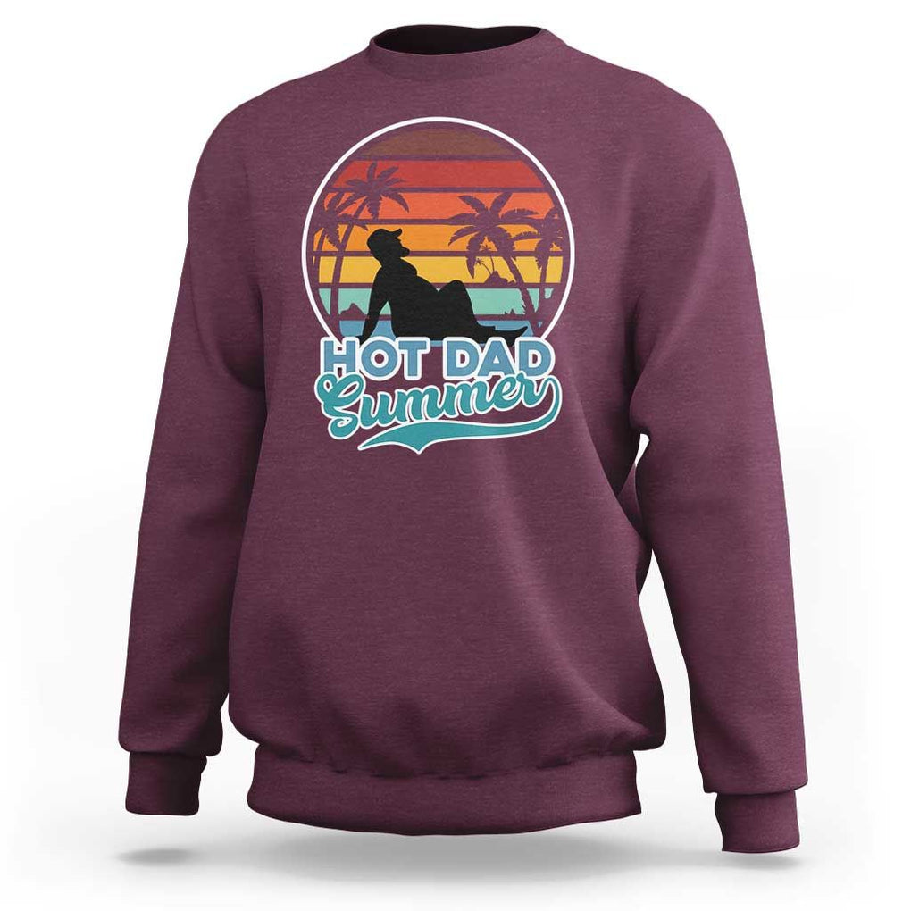 Summer Dad Bod Sweatshirt Funny Hot Dad Summer Retro Sunset TS02 Maroon Print Your Wear