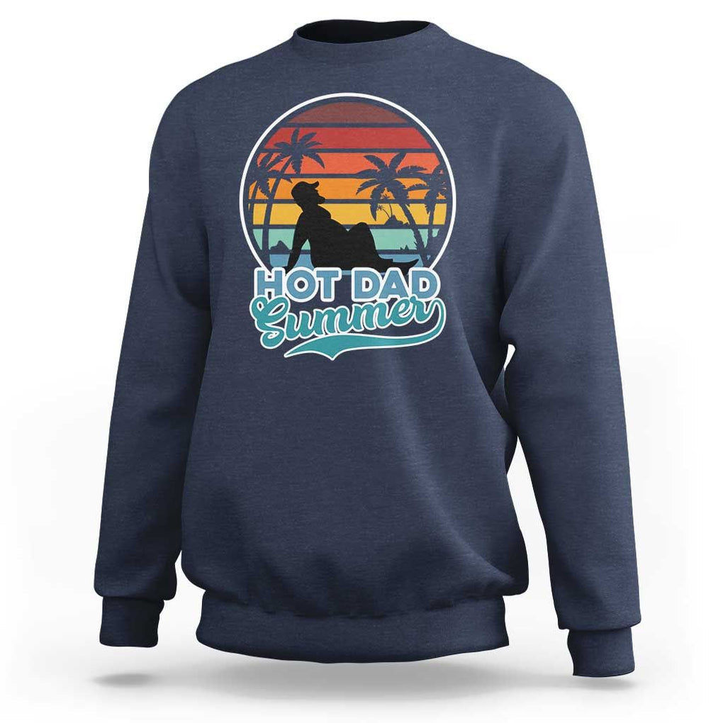 Summer Dad Bod Sweatshirt Funny Hot Dad Summer Retro Sunset TS02 Navy Print Your Wear