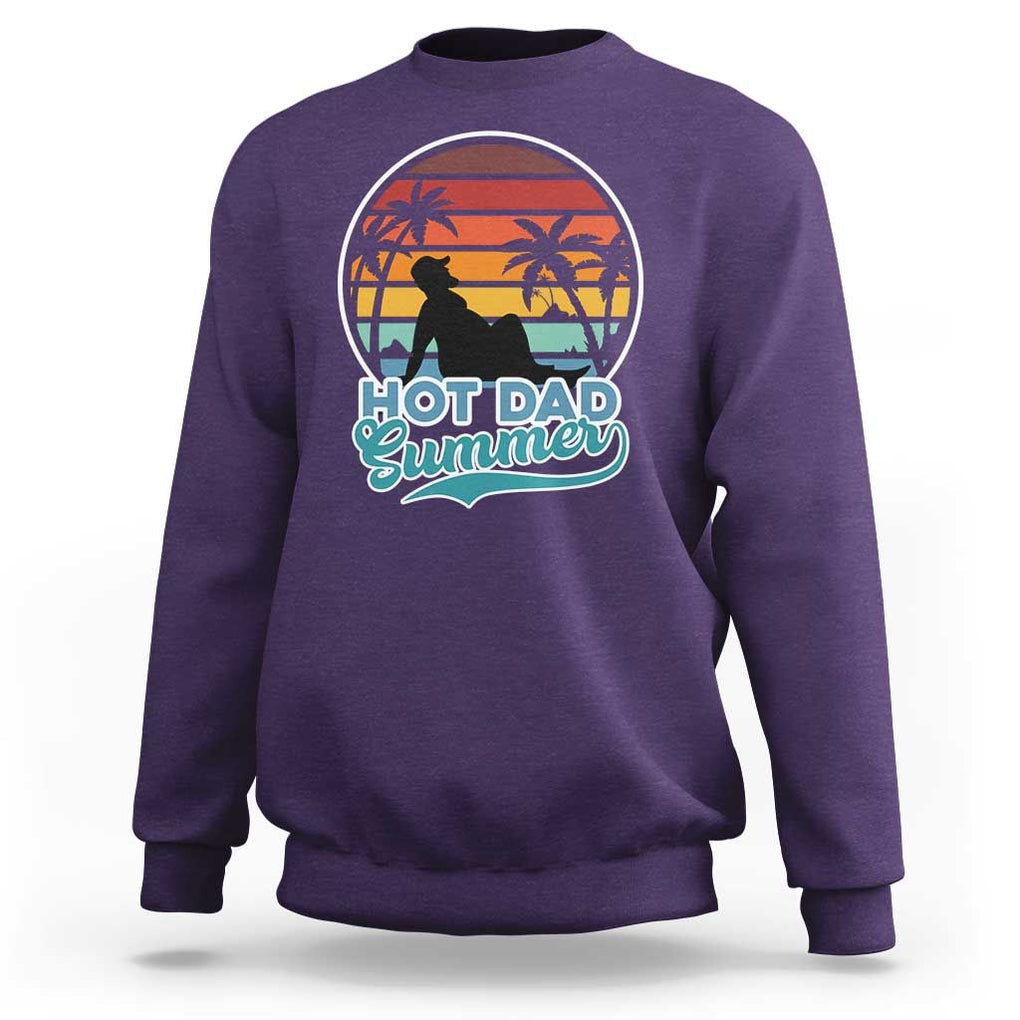 Summer Dad Bod Sweatshirt Funny Hot Dad Summer Retro Sunset TS02 Purple Print Your Wear