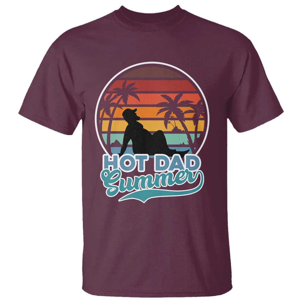 Summer Dad Bod T Shirt Funny Hot Dad Summer Retro Sunset TS02 Maroon Print Your Wear