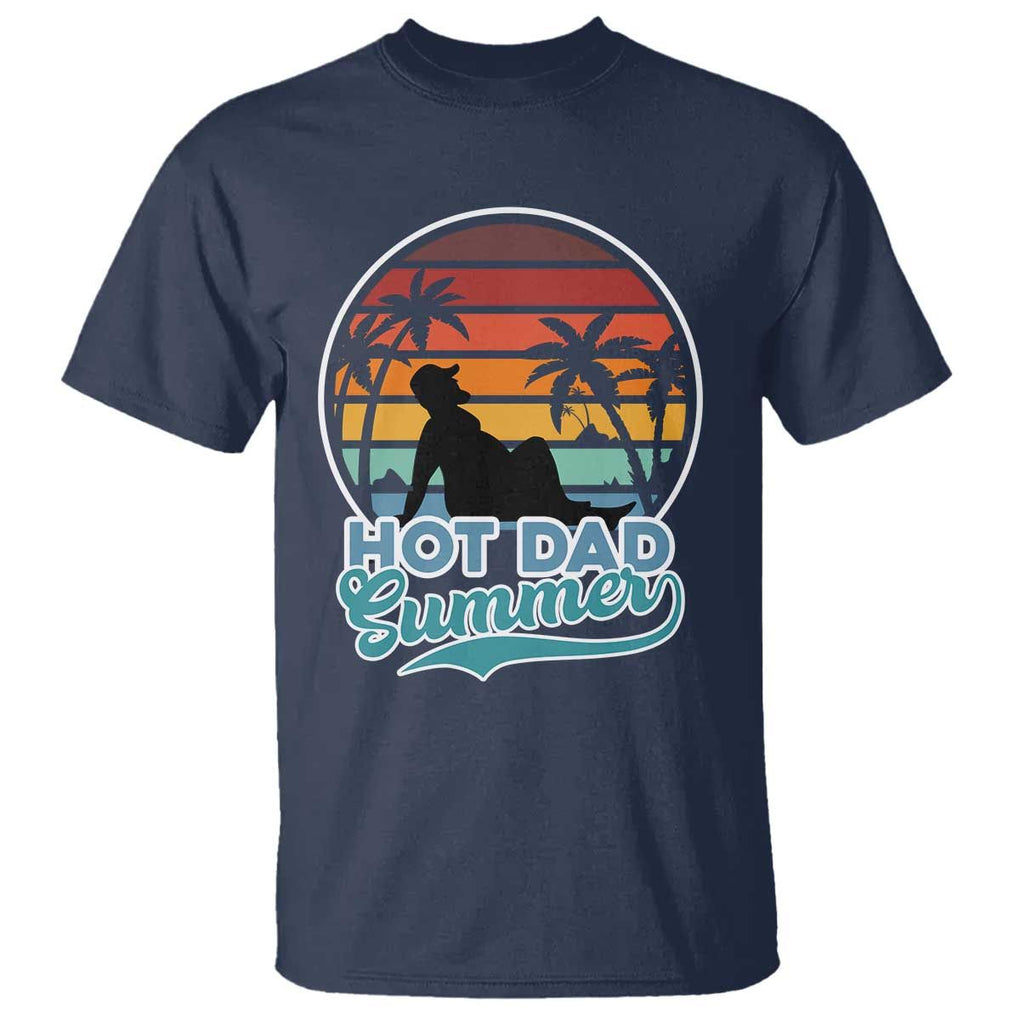 Summer Dad Bod T Shirt Funny Hot Dad Summer Retro Sunset TS02 Navy Print Your Wear