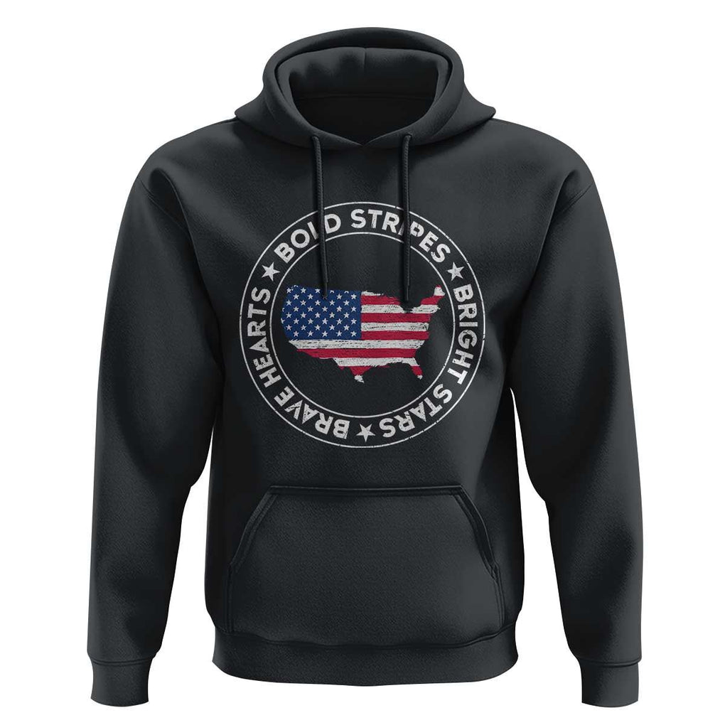 US Pride Hoodie Bold Stripes Bright Stars Brave Hearts American Patriotic TS02 Black Print Your Wear