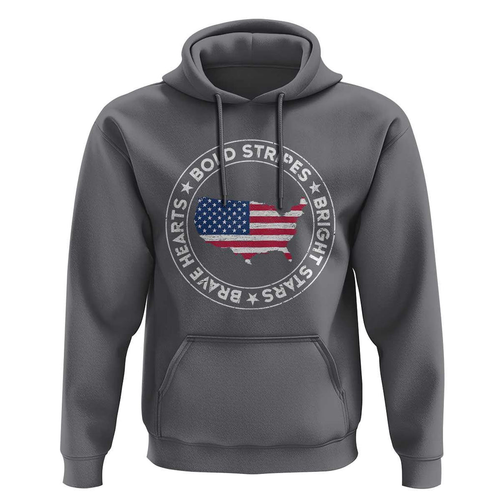US Pride Hoodie Bold Stripes Bright Stars Brave Hearts American Patriotic TS02 Charcoal Print Your Wear