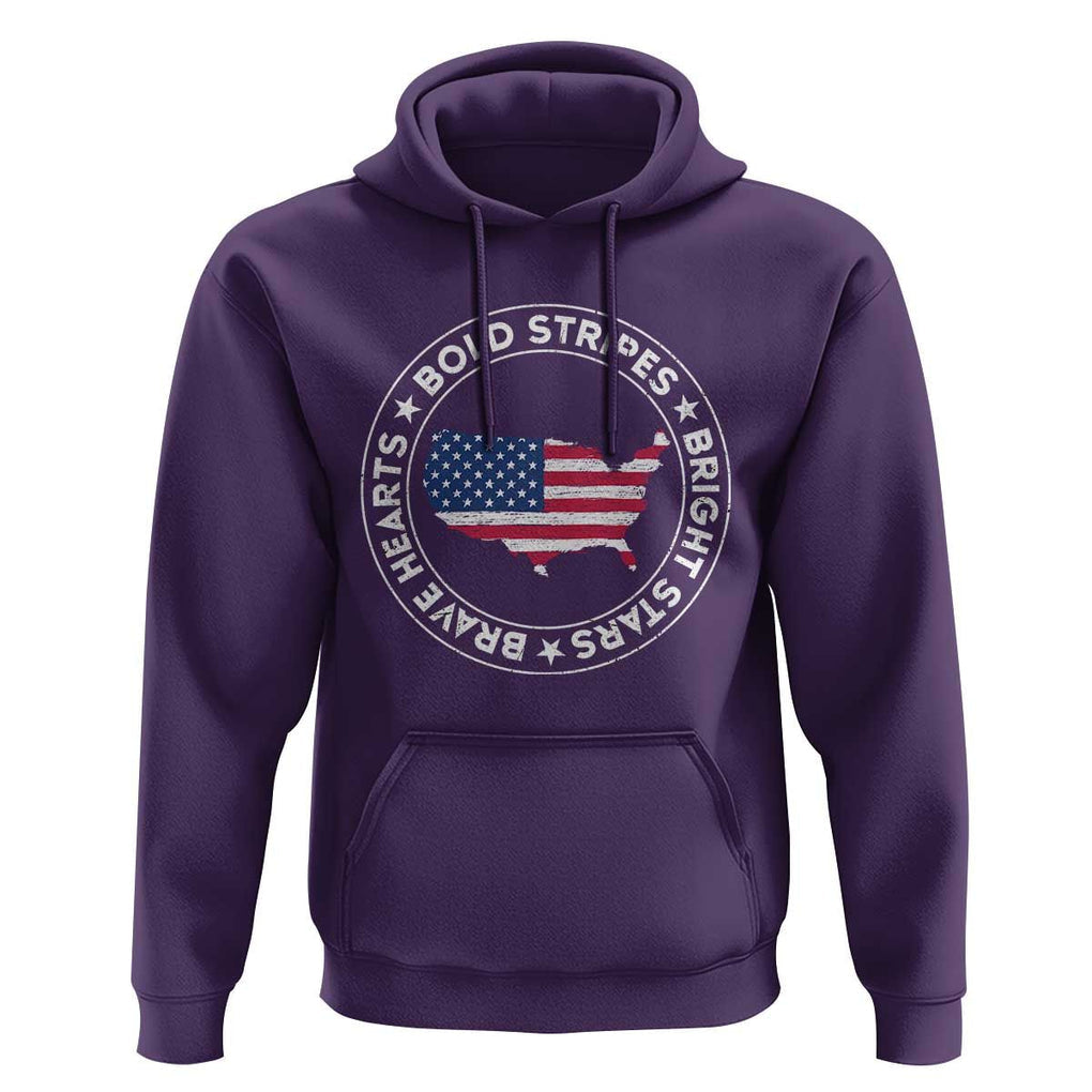 US Pride Hoodie Bold Stripes Bright Stars Brave Hearts American Patriotic TS02 Purple Print Your Wear