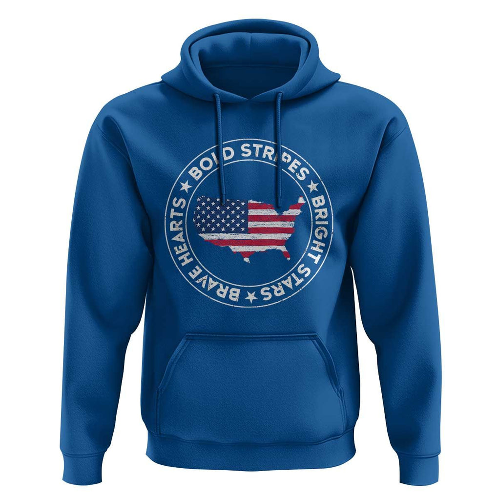 US Pride Hoodie Bold Stripes Bright Stars Brave Hearts American Patriotic TS02 Royal Blue Print Your Wear