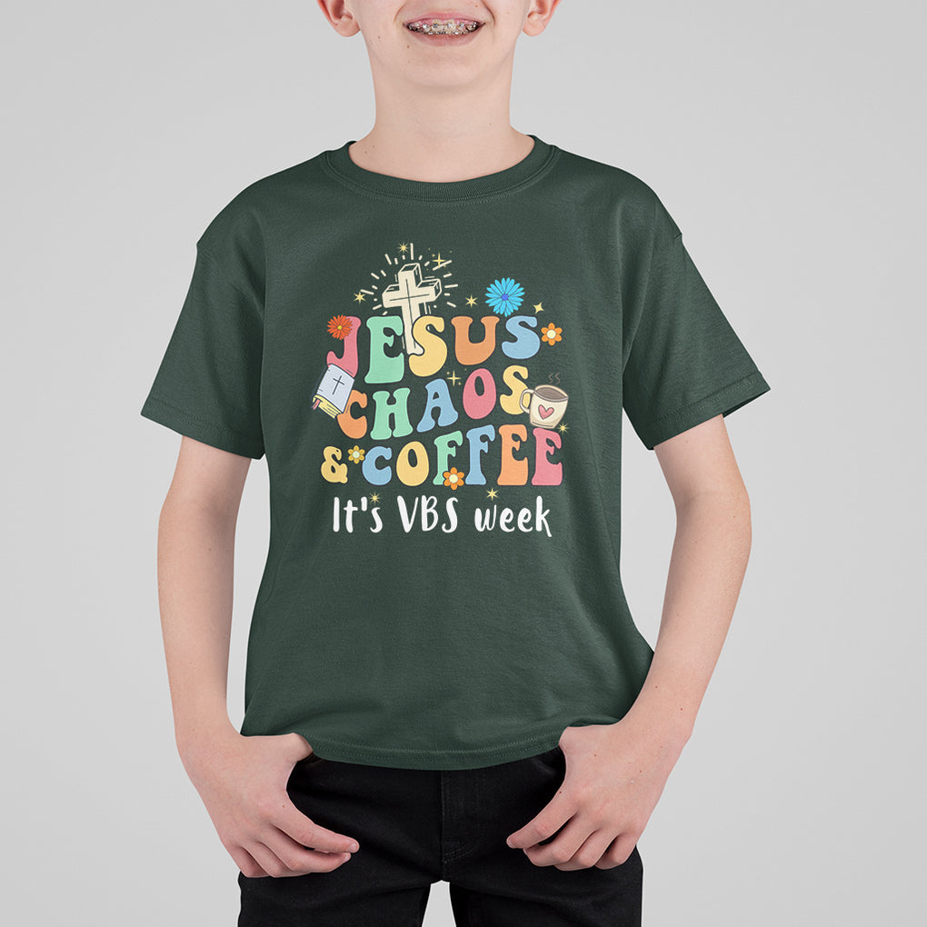VBS Stellar T Shirt For Kid Jesus Chaos And Coffee It's VBS Week Bible Study Groovy TS02 Printyourwear