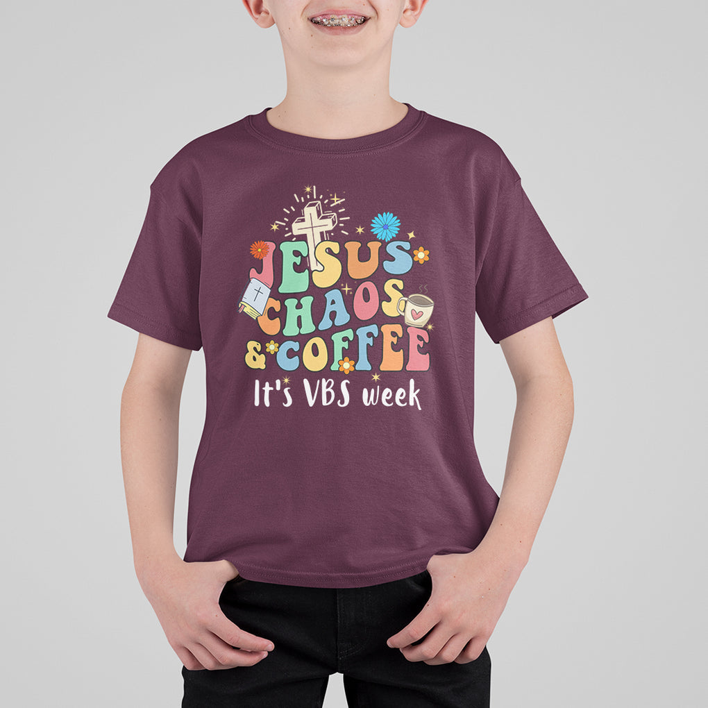 VBS Stellar T Shirt For Kid Jesus Chaos And Coffee It's VBS Week Bible Study Groovy TS02 Printyourwear