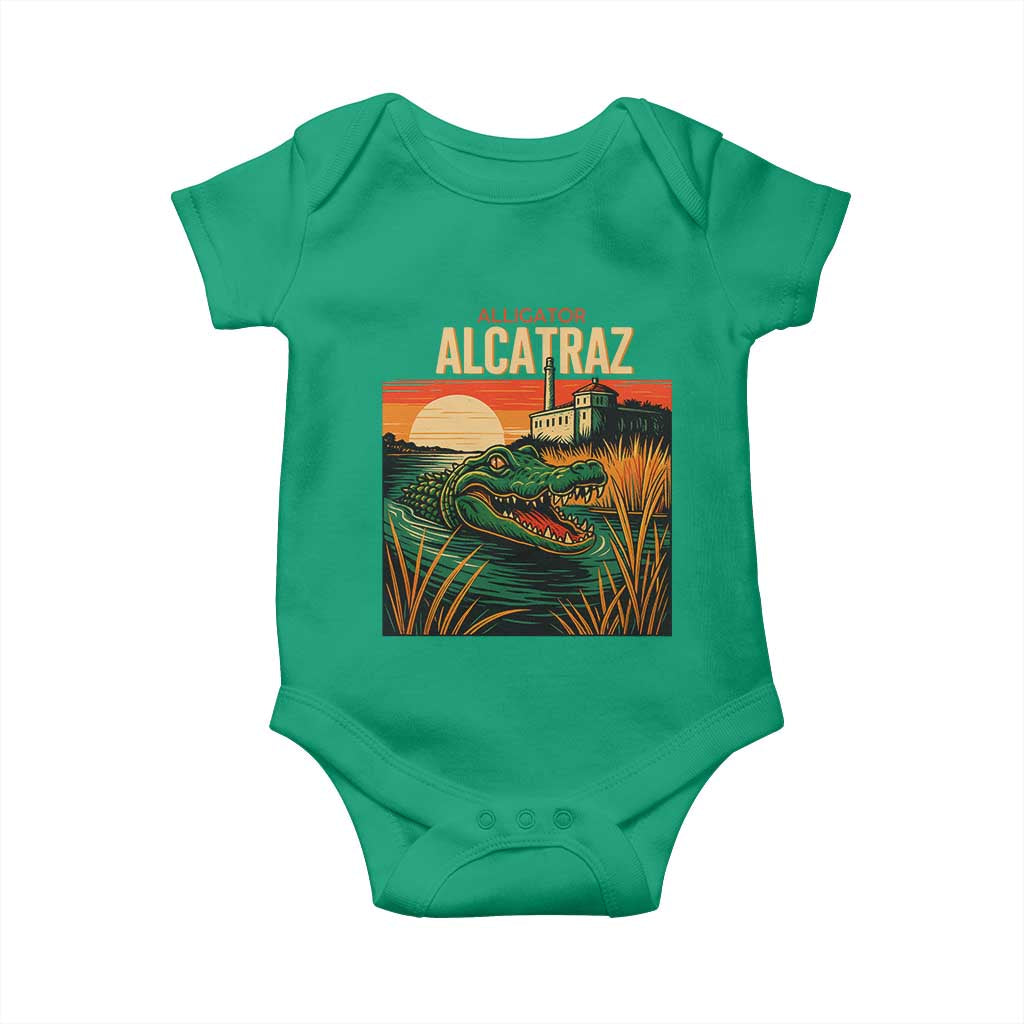 Alligator Alcatraz Baby Onesie Retro Florida Swamp Political Prison TS02 Irish Green Print Your Wear