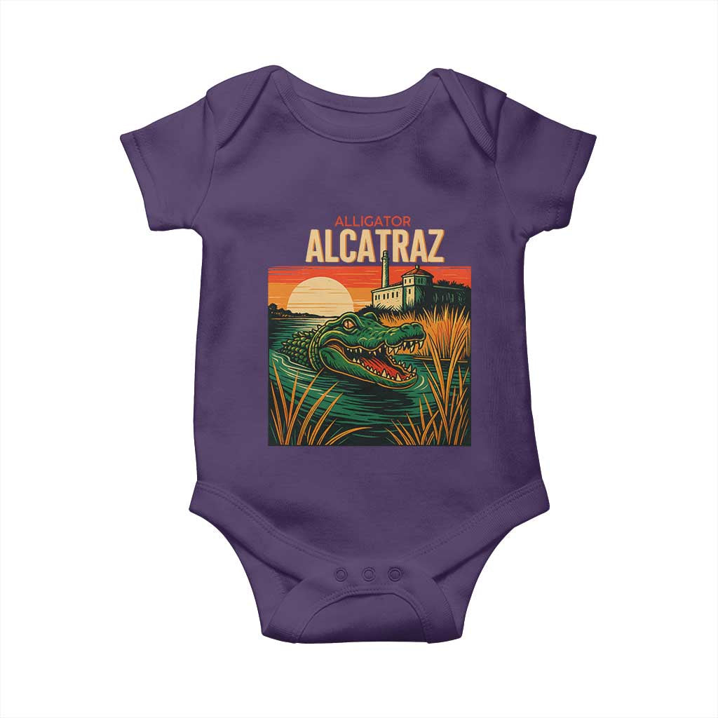 Alligator Alcatraz Baby Onesie Retro Florida Swamp Political Prison TS02 Purple Print Your Wear