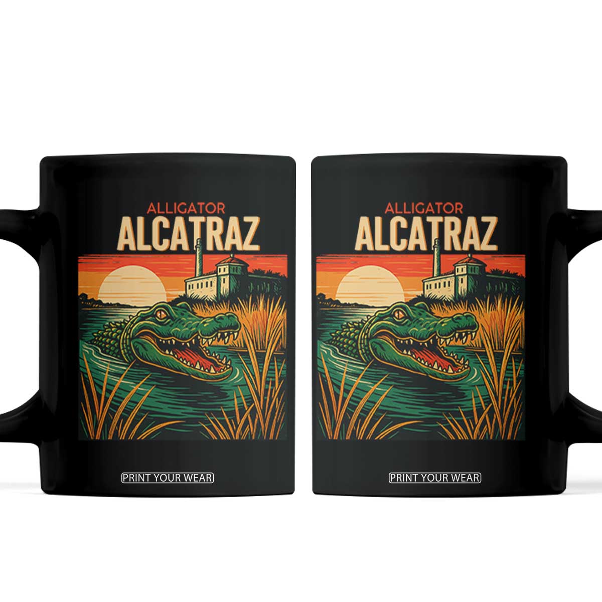 Alligator Alcatraz Coffee Mug Retro Florida Swamp Political Prison TS02 Black Print Your Wear